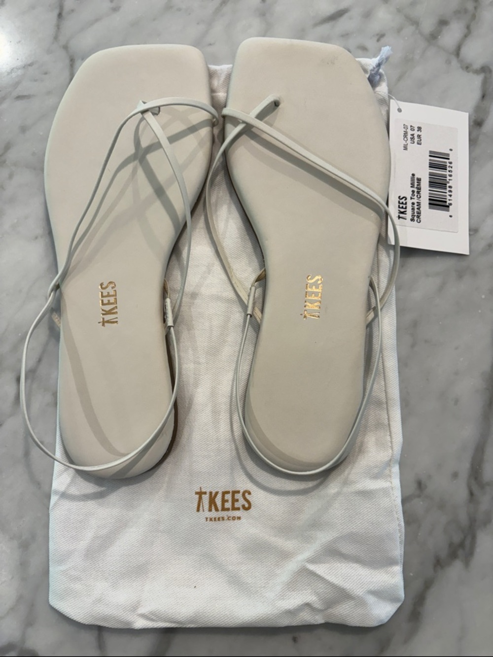 TKEES Women's Ivory Minimalist Strappy Square-Toe Sandals